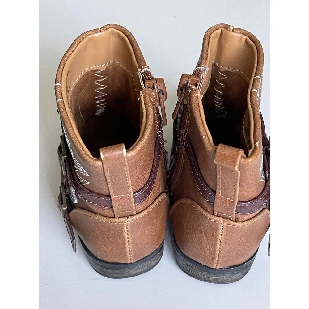 Garanimals Toddler Brown Western Ankle Boots Size 5 IGGR47DP007 Harness Buckle